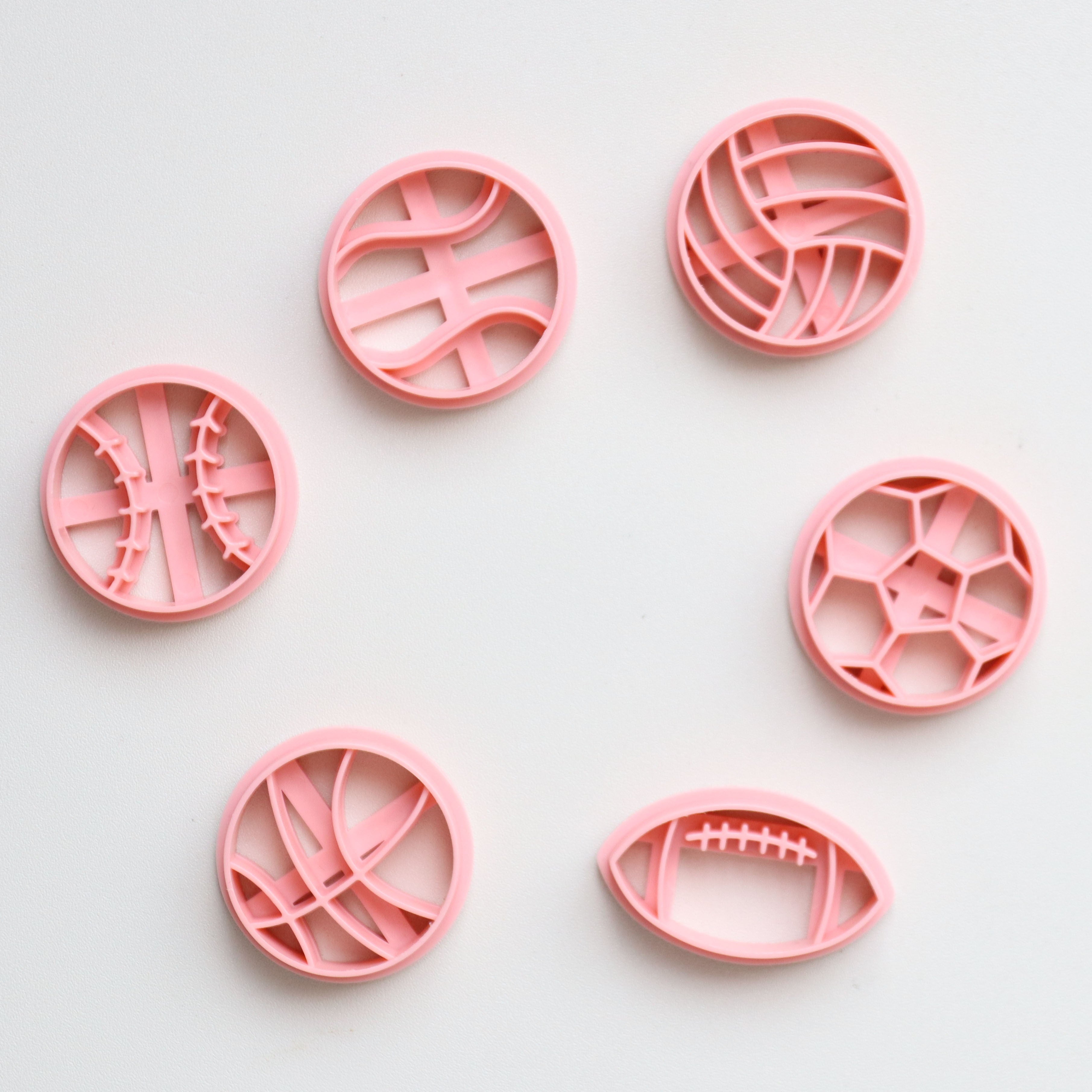 TEMU 6-piece Sports Ball Mold Set: Basketball, Baseball, Rugby, Football, Softball, Volleyball - Clay Earrings, Cutting Molds, Handmade Diy Clay