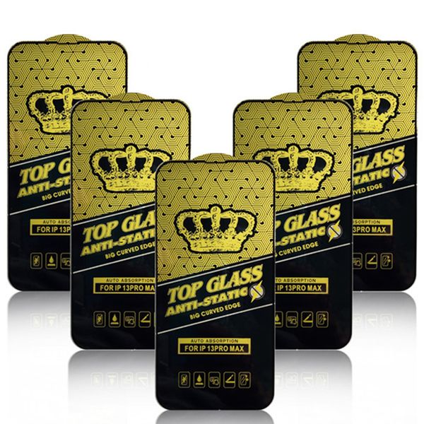 Screen Protector For iPhone 16 Pro Max 15 Plus 14 13 Mini 12 11 XS XR X 8 7 SE Big Curved Tempered Glass 9H Anti-Static Film Shield Guard Pr