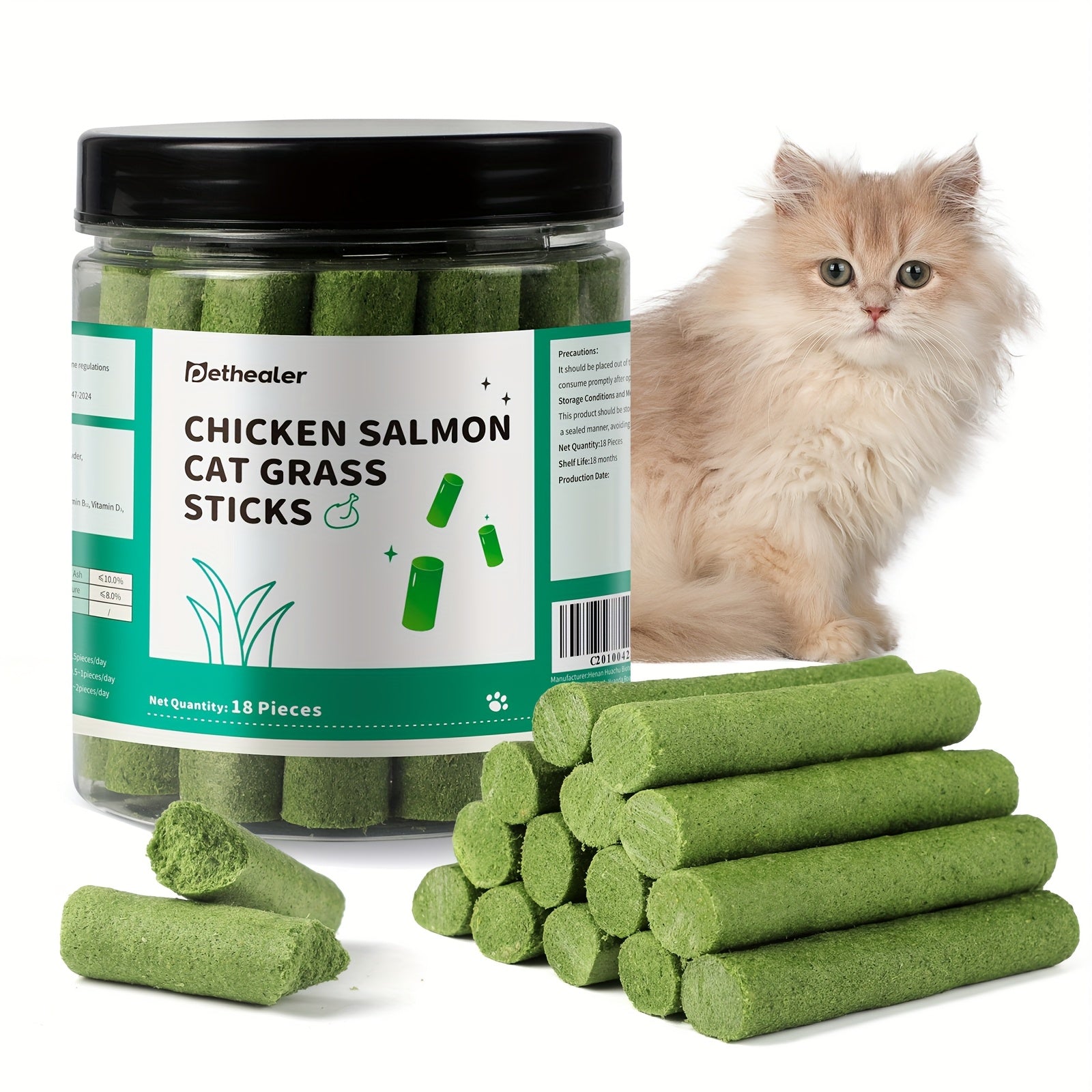 TEMU [18pcs- 36pcs Pack] Freeze-dried Cat Grass Sticks, Natural Hair Removal Balls That Protect The Stomach, Clean Teeth And Prevent Bad Breath, And