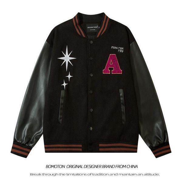 Customizable Trend Jacket Mens Jackets Casual Baseball Womens Pattern Letter Print Baseball Hoodie Embroidered Collar Cardigan Age Reducing