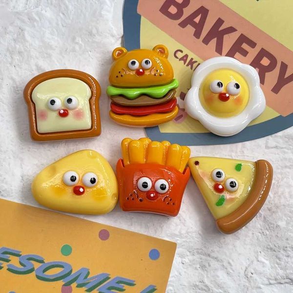 6pcs Cartoon Burger Fries Refrigerator Magnets Kawaii Refrigerator Magnets Whiteboard Stickers Decorative Refrigerator Magnets Y240816