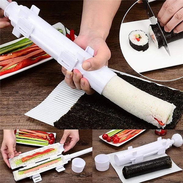 Quick Diy Sushi Maker Set Machine Rice Mold Bazooka Roller Kit Vegetable Meat Rolling Tool DIY Kitchen Tools Gadgets Accessories 241024