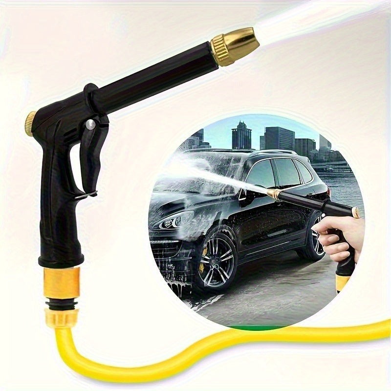 TEMU Universal 3- 4 & 1- 2 Inch Quick Connect Adapters Car Washing Water Gun - High-pressure Garden Hose Nozzle With Foam Tank - Compact & Adjustable