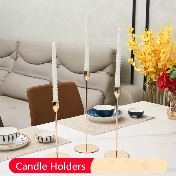 3 pieces-set of Chinese style metal candle holders simple gold wedding decoration bar party living room decoration home decoration candle ho