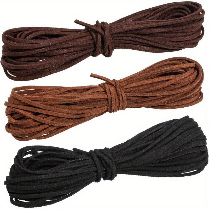 TEMU 3 Colors Leather Cord - Each, Smooth Suede String For Bracelets, Necklaces & Beading Diy Crafts, Jewelry Making Cord|vibrant Colors|durable