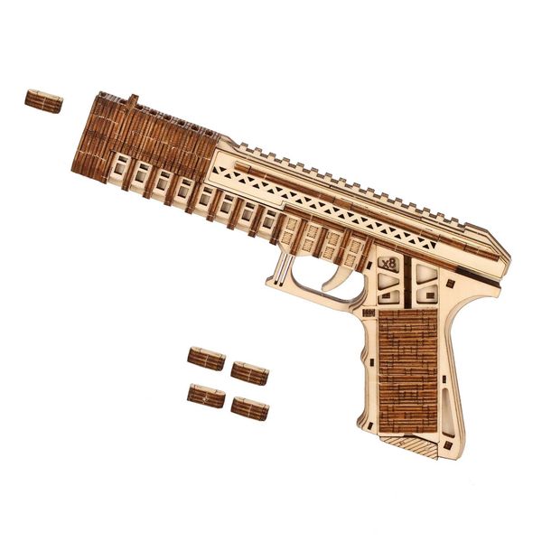 pistol Model DIY 3D Wooden Puzzle Building Block Kits Assembly Toy Birthday Gift For Kids Adt He DecorT250118