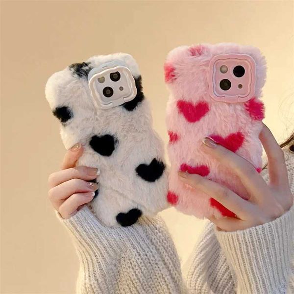 New Arrival Plush love phone case suitable for iPhone 13 Pro 12 11 16 Pro 14 Plus 16 12 Pro 15 Pro maximum silicone lens holder complete set