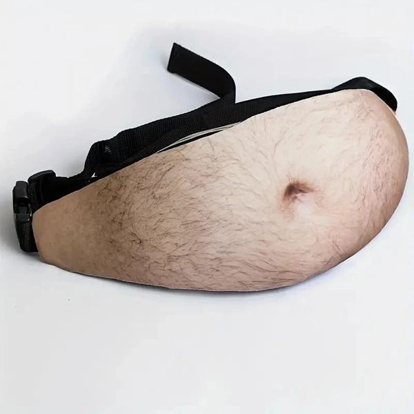 Funny Pop Dad Bod Money Belt Bag Womwn Travel Shoulder Bags Flesh Color Creative Fanny Pack Beer Fat Belly Bum Pouch Waist 241115