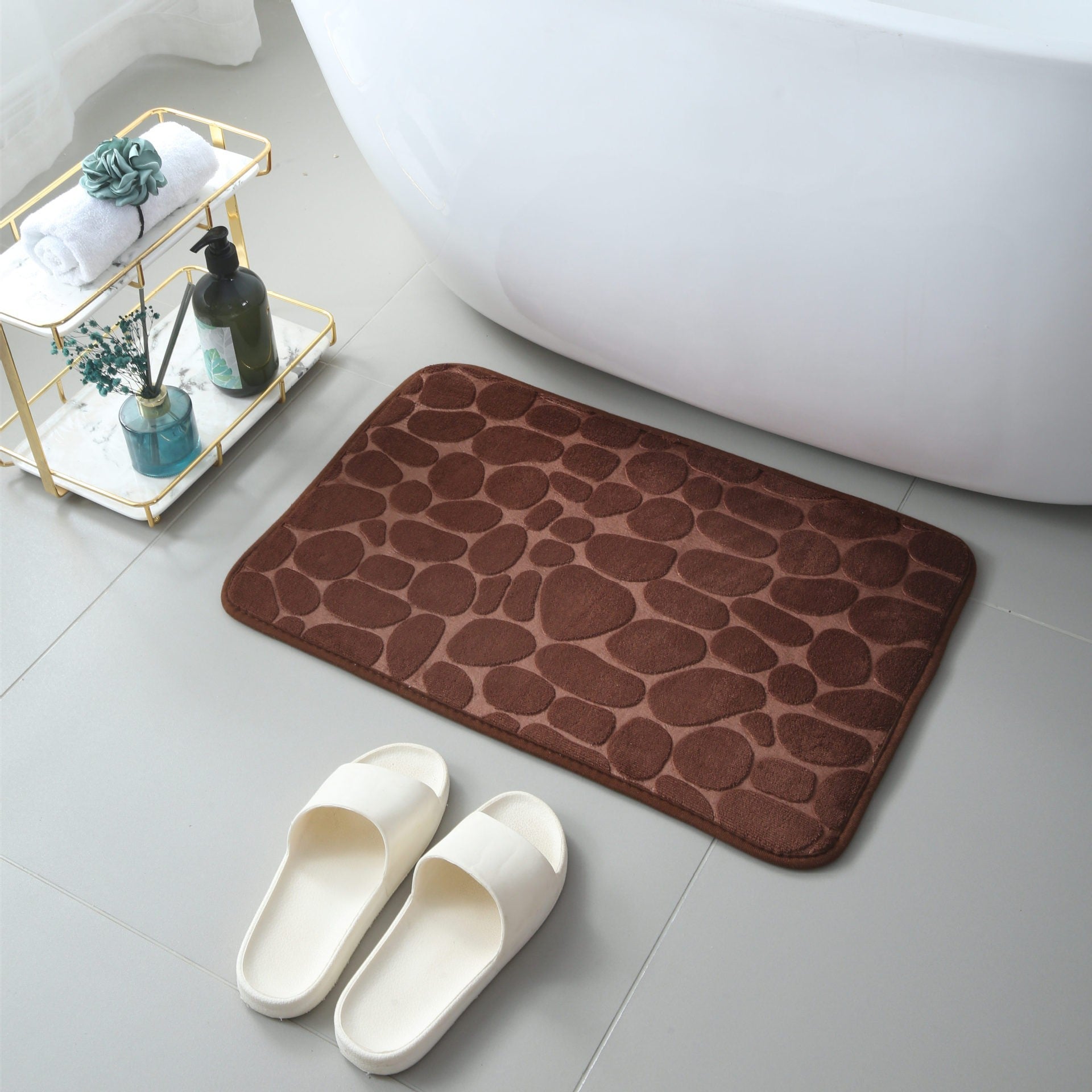 Toilet Floor Mat, Bathroom Door Absorbent Foot Mat, Toilet Quick Drying Anti Slip Carpet, Coral Velvet Toilet Entrance Mat