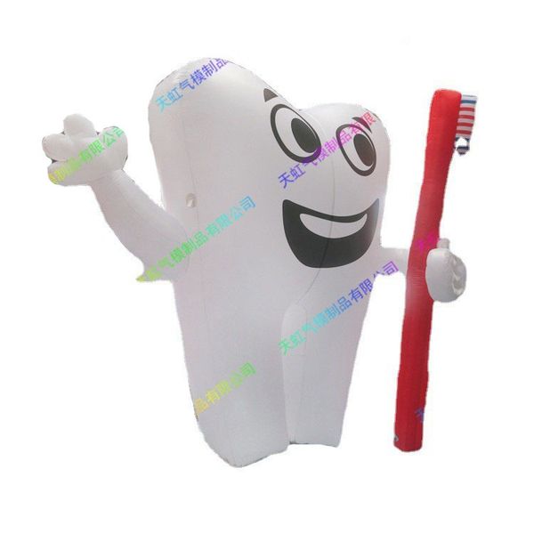 Inflate teeth, imitate toothbrush, inflate teeth, cartoon medical advertising, health display model