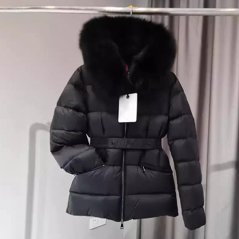 Winter Jacket coat designer woman Hoodie Slim Down jacket Stereo Pattern Zipper Pocket Coat Coldproof Plush Collar Skiwear