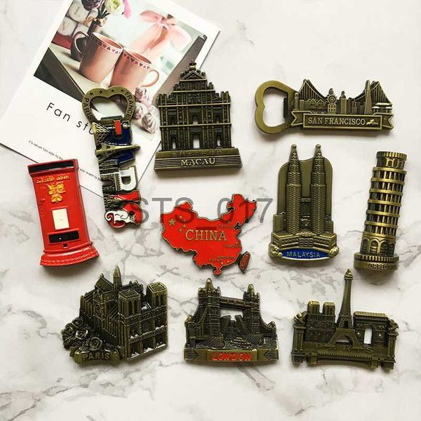 Fridge Magnets metal refrigerator paste bottle opener tourism souvenir home room decoration Paris Macau Malaysia magnetic paste collection g