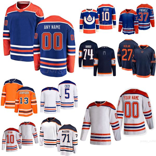 Men Women Kids Hockey 71 Ryan McLeod Jerseys 27 Brett Kulak 10 Derek Ryan 5 Cody Ceci 37 Warren Foegele 13 Mattias Janmark 74 Stuart Skinner