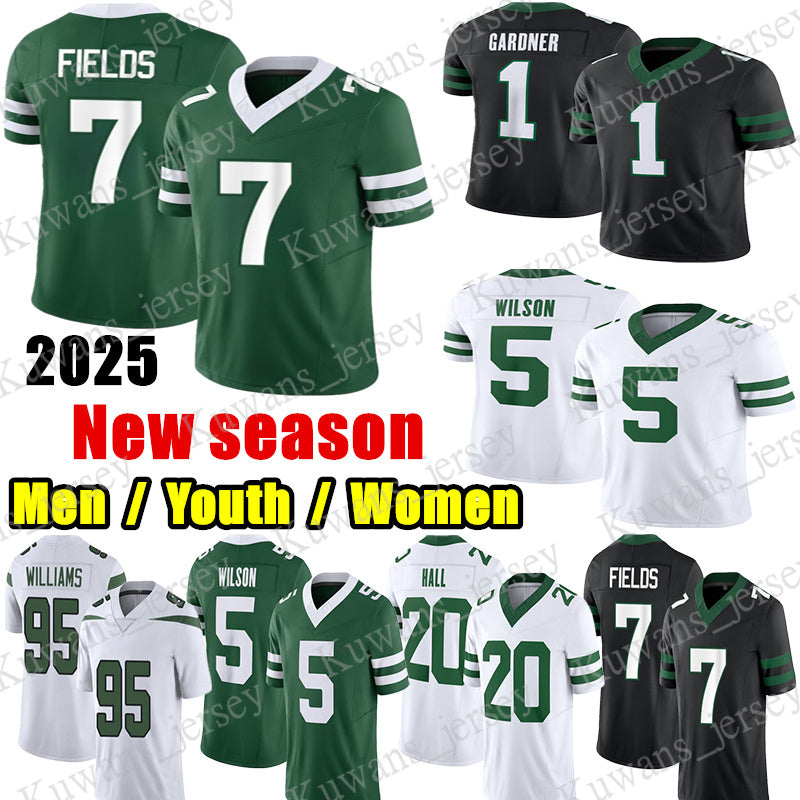 #7 Justin Fields Football Jersey #1 Sauce Gardner Garrett Wilson Quinnen Williams Breece Hall Joe Namath Mark Gastineau Travis Olumuyiwa Fashanu Arm