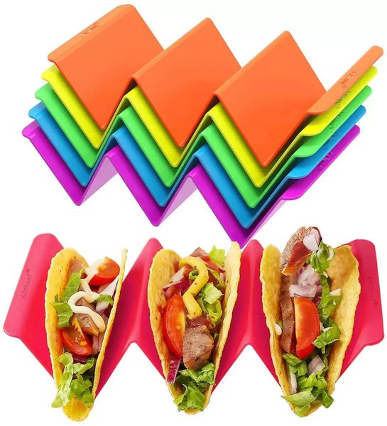 Colorful Taco Holders Premium Large Tacos Tray Plates Holds Up to 3 or 2 Each PP Health Material Very Hard and Sturdy Dishwasher Microwave S