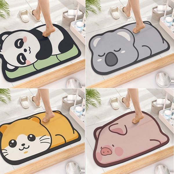 Bath Mats Cute Diatom Super Absorbent Bathroom Mat CartoonNon Slip Mud Toilet Pad Quick Drying or 230919