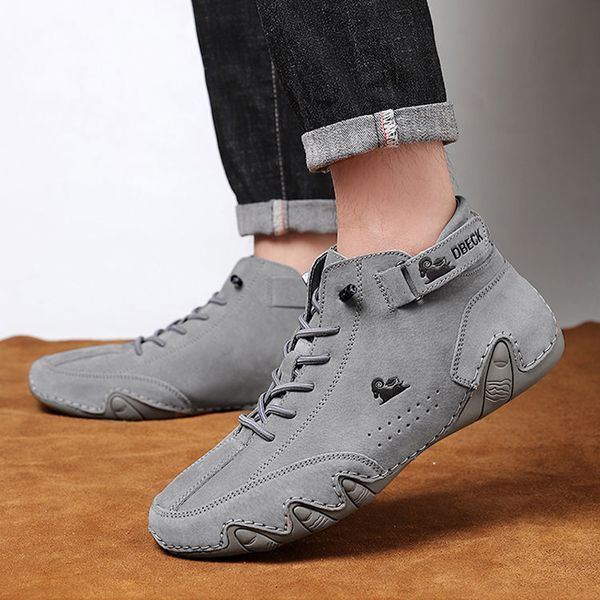Sneakers Leather Casual for Motorcycle In Waterproof High Top Men Boors Dress Loafers Shoes Footwear