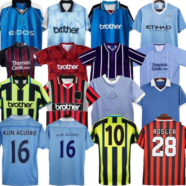 07 08 Retro Man City Soccer Jerseys Haaland EIDOS Gallagher WEAH Tevez Kun Aguero Dzeko Kompany Vintage Manchester Shirts Classic 9 11 12 81