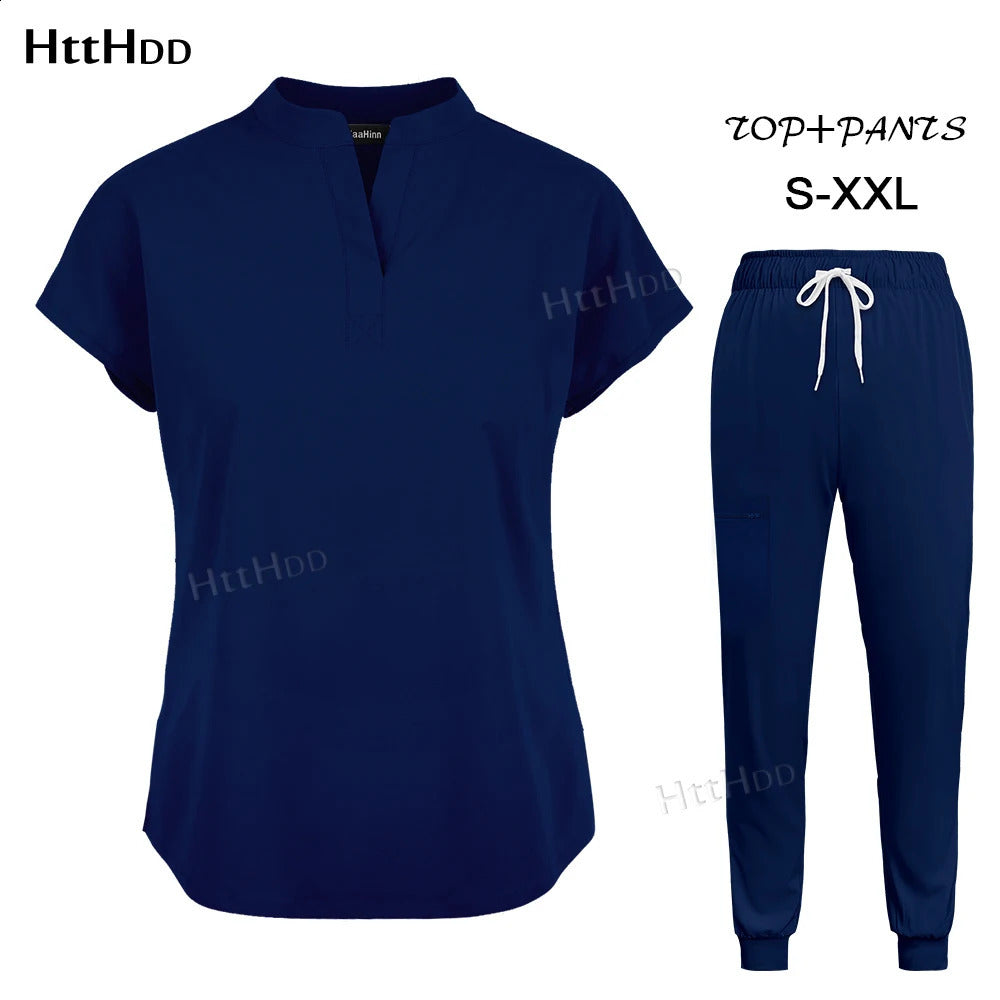 Scrub Joggers Sets Fashion Nurse Uniform Women Men Beauty Salon Healthcare Pharmacy Nursing Scrub Toppants Suit Uniform 241230