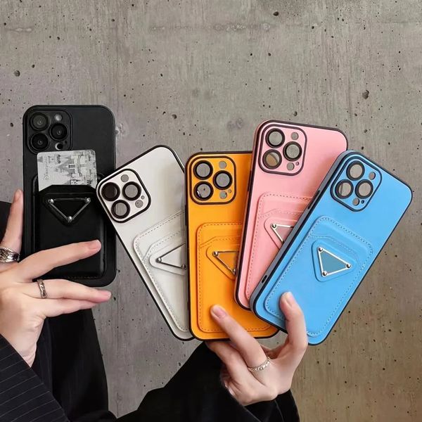 New PD 2023 Designers Leather Phone Cases for iphone 14 13 12 11 Pro Max Luxury Letter Back Shell Card Holder Package Mobile Cover G2307275P