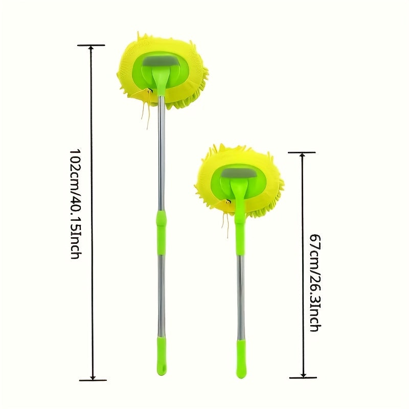 TEMU 1pc Soft Fleece Microfiber Car Wash Mop With Retractable Long Handle - For Vehicle Cleaning And Detail Maintenance, Without Battery