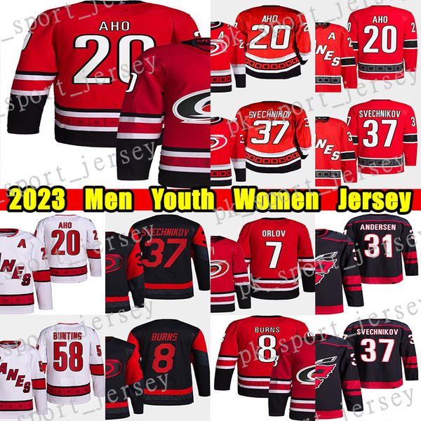 #20 Sebastian Aho Reverse Retro hockey jersey #8 Brent Burns Andrei Svechnikov Teuvo Teravainen Michael Bunting Staal Seth Jarvis Dmitry Orl