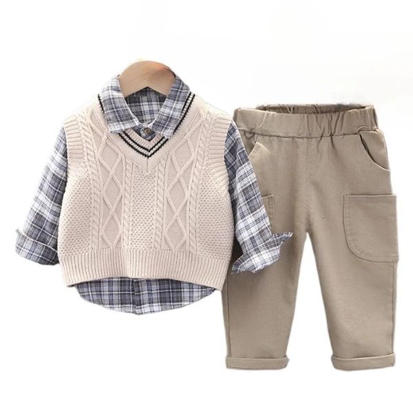 Primavera verão e outono Baby Mens Clothing Conjunto Childrens Casual Camute de colega de colega