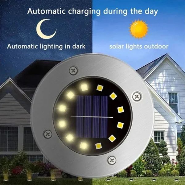 820 LED Solar Disc Light Outdoor Garden Underground Deck Spotlight Embedded Decoration 240823