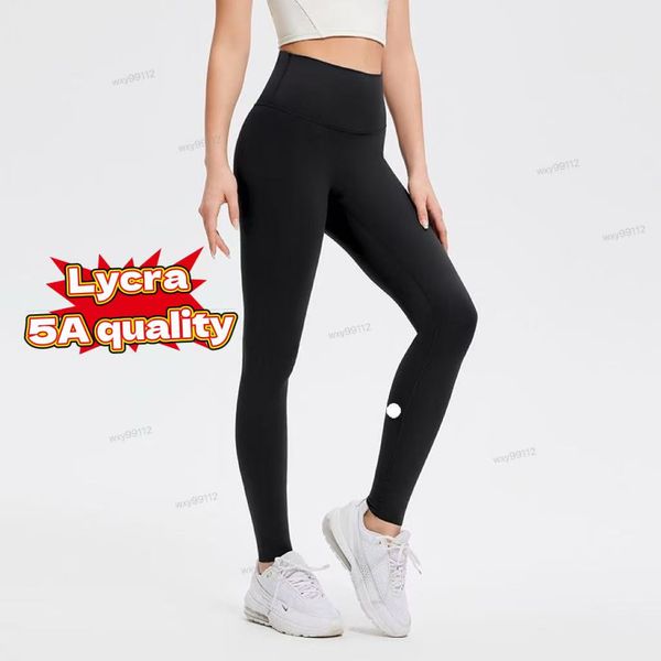 top lycra fabric Solid Color Women yoga pants High Waist Sports Gym Leggings Elastic Fitness Lady Outdoor Sports Trousers jump Pilates close
