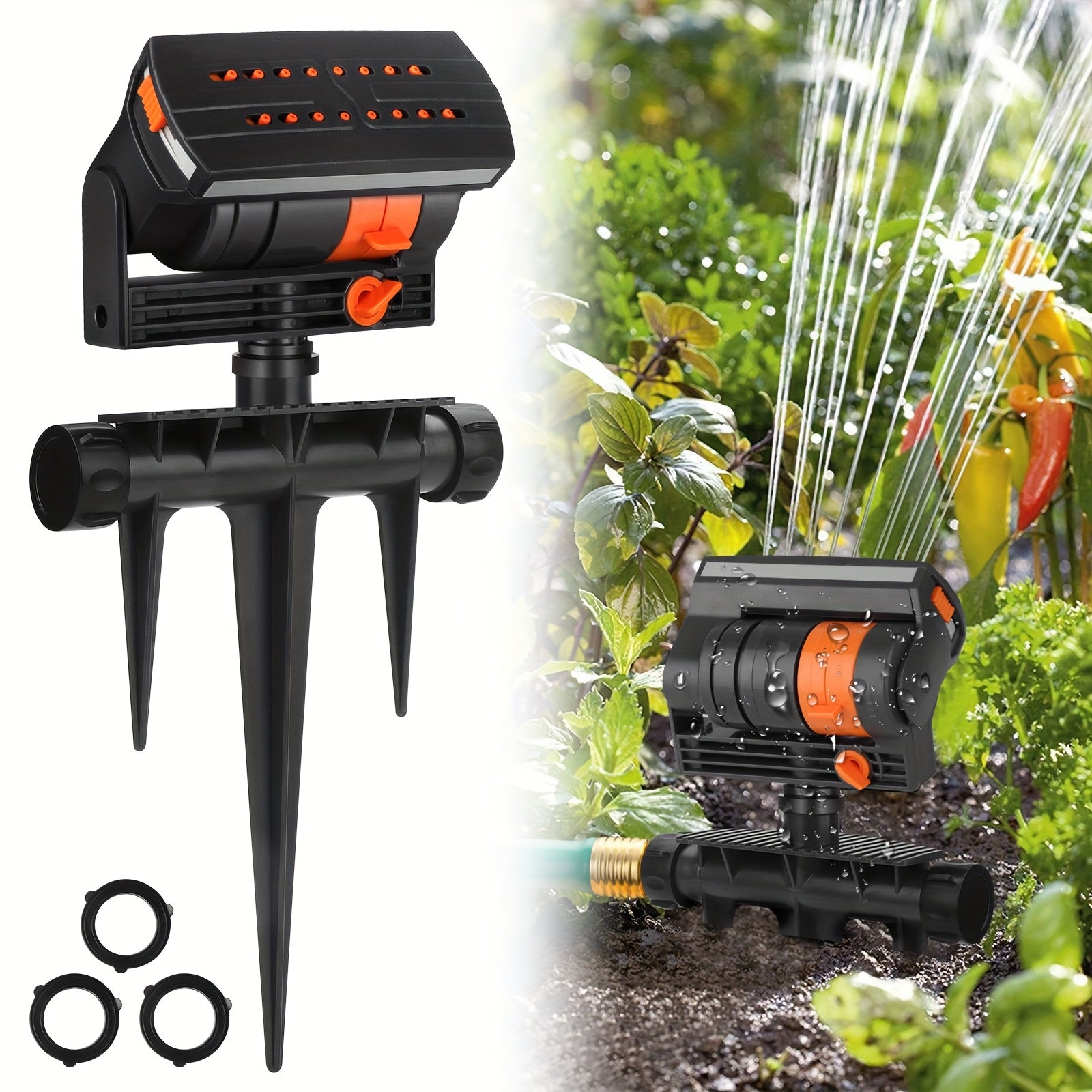 TEMU 16-hole Automatic Swing Sprinkler, Adjustable Oscillating Sprinkler With , Durable Gardening Tool, Useful Irrigation Tool For Lawn And Outdoor