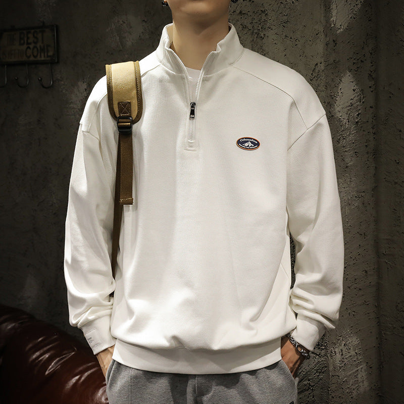 (60) Spring and autumn new half-zipper loose versatile stand-up collar sweatshirt