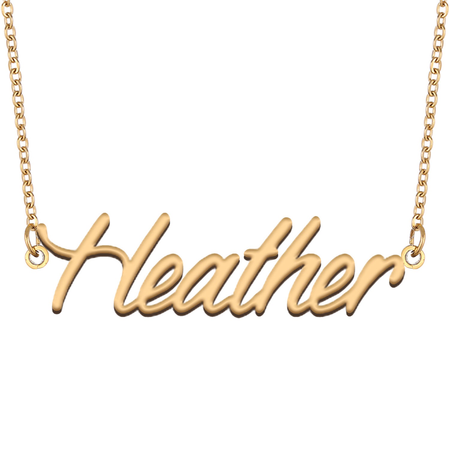 Heather name necklace for Women Gold & Silver Letters Choker Stainless Steel Personalized Pendant Nameplate Necklace ,NL-2404