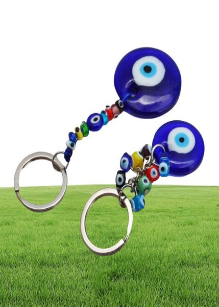 Turkish Blue Evil Eye Key Ring Charms Pendants Crafting Glass Keychain with Keyring Hanging Ornament Jewelry Accessories Amulet fo5217227