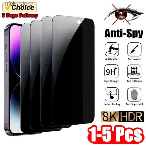 Cell Phone Protectors 1-5Pcs Anti-Spy Tempered 12 11 Pro Max Full Cover Privacy Screen Protector For IPhone 13 14 15 Glass J241202