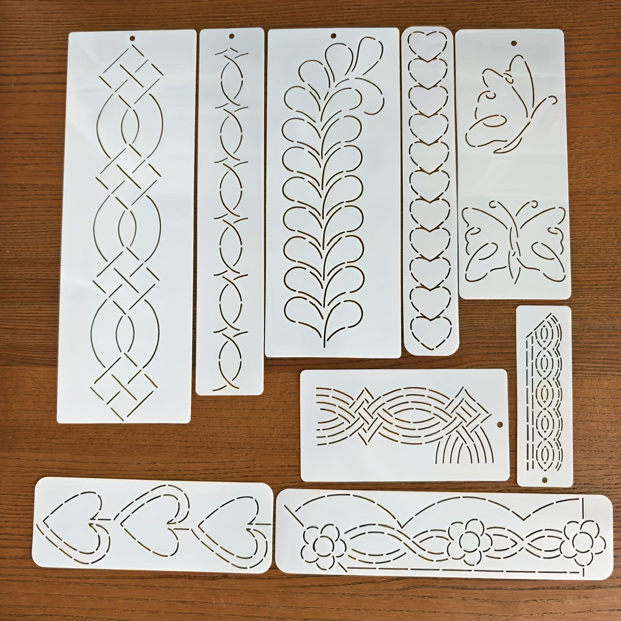 TEMU 9pcs Handmade Diy Drawing Quilting Template Set, Pet Sewing Stencil For Fabric Wall Decor Borders And Edge Designs, Quilt Pattern Templates By