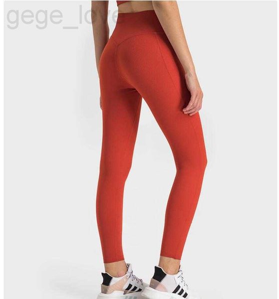 Yoga Leggings Striped Rib High Level Nude Shaped Sports Tights Womens T Line Anti Curl Slim Fit Sports Pants Gym Clothes The new listing