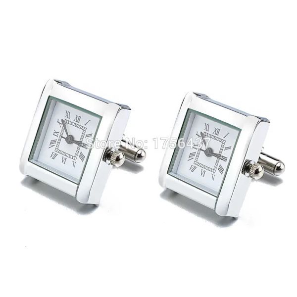 Pendants Lepton Functional Watch Cufflinks For Men Square Real Clock Cuff links With Battery Digital Mens Watch Cufflink Relojes gemelos CJ1