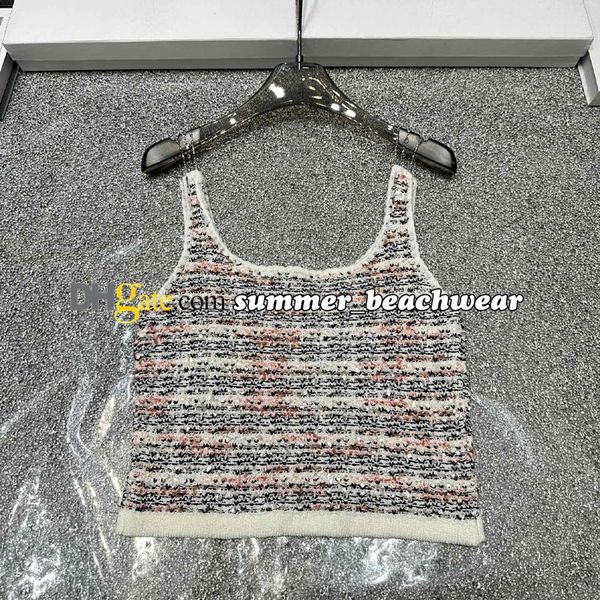 Women&#039;s Short Knit Tank Top Designer Rhinestone Chain Suspender Vest Summer Party Slim Knit Tanks Tees Knitted Pullover Women Sport Top