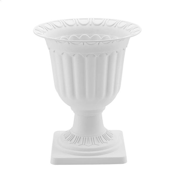 White Flower Weng Plastic European Style Retro Flower Pot - Flower Arrangement Roman Column Wedding Props Tabletop Decoration 250113