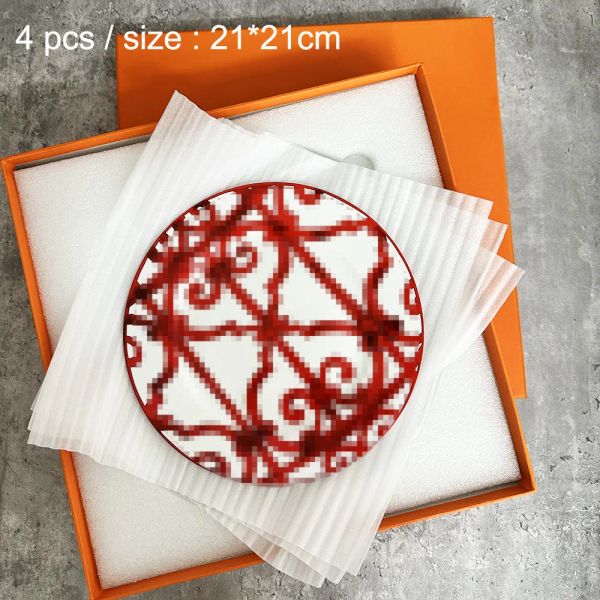 High-end Plates Sets 4-pieces 8 Inches Shallow Dishes Hotel Restaurant Steak Plate Sample Restaurant Ceramic Serving Plate X250107