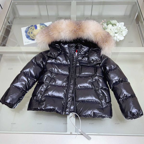 Brand designer baby Down Jackets child Winter Warm clothing Size 100-150 CM Silver Fur Collar hooded jacket for boys girl