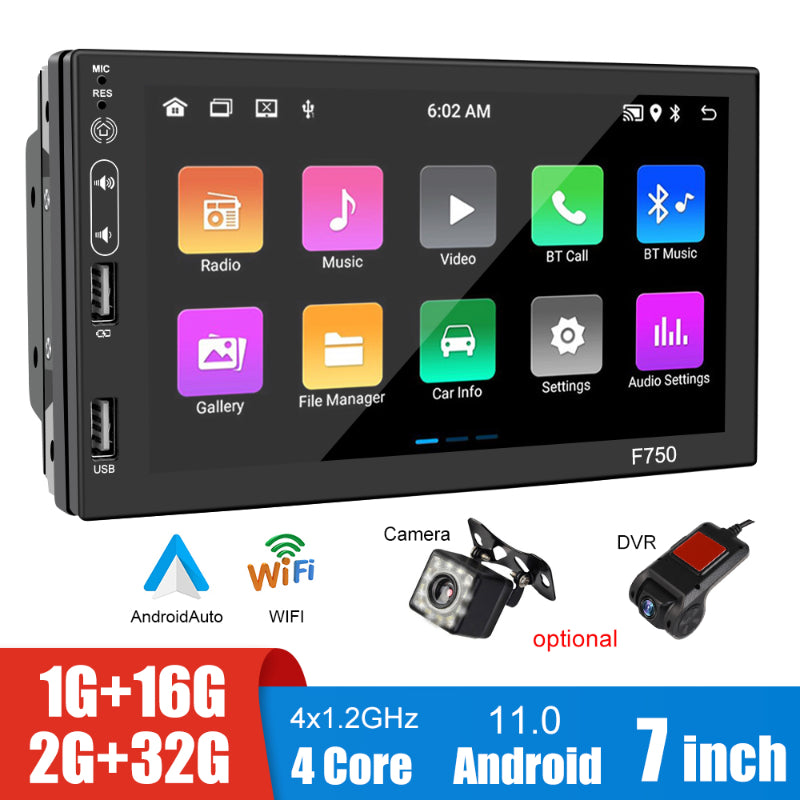 7 Inch Screen Car DVD Audio Radio Video MP5 Player GPS Navigation FM Stereo Android Bluetooth WIFI Auto DVR Camera USB Chargers