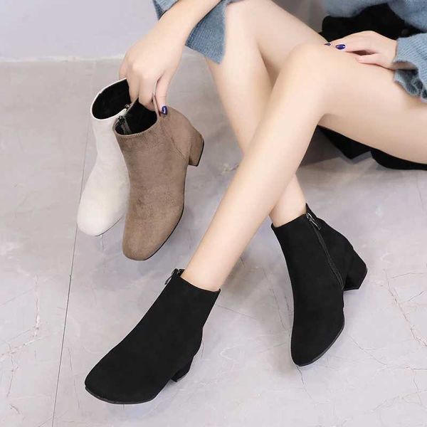 Womens Winter Boots 2024 New Suede Dress Women Warm Boots Fashion Mid-Heel Wool Warm Womens Ankle BootsX241015
