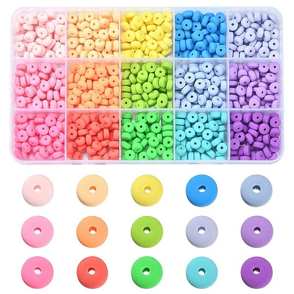 750Pcs 15 Colors Handmade Polymer Clay Beads