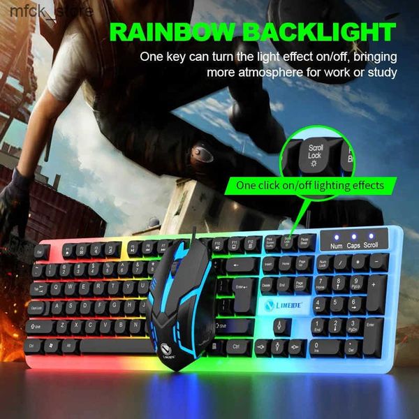 Keyboards Gamer Wired Keyboard Mouse Set Rgb Led 104 Key Wired Gaming Keyboard Mouse Set for Notebook Laptop Desktop Pc Tablet Accessories J