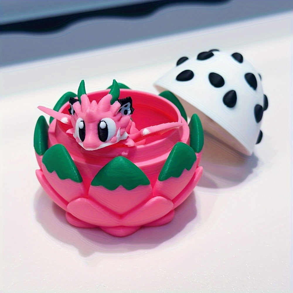 TEMU 3d Printing Cute Dragon Fruit Dragon And Dragon Egg Model Plastic Ornament Desktop Decoration Sculpture Ornament Holiday Gift