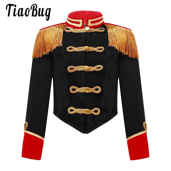 Down Coat Girls Halloween Circus Ringmaster Role Play Top Stand Collar Tassel Jacket Kids Ringleader Drummer Major Cosplay Stage Costume 231