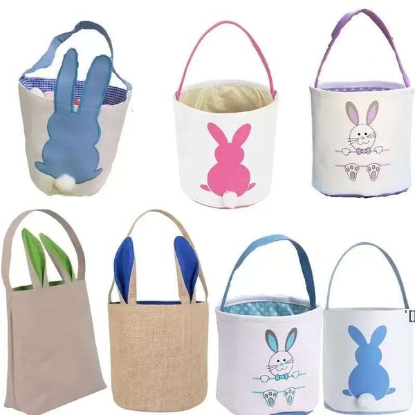 Easter Hunt Eggs Supplies Other Basket Festive Canvas Bunny Bags Rabbit Fluffy Tails Tote Bag Party Celebrate Decoration Gift Toys Handbag B
