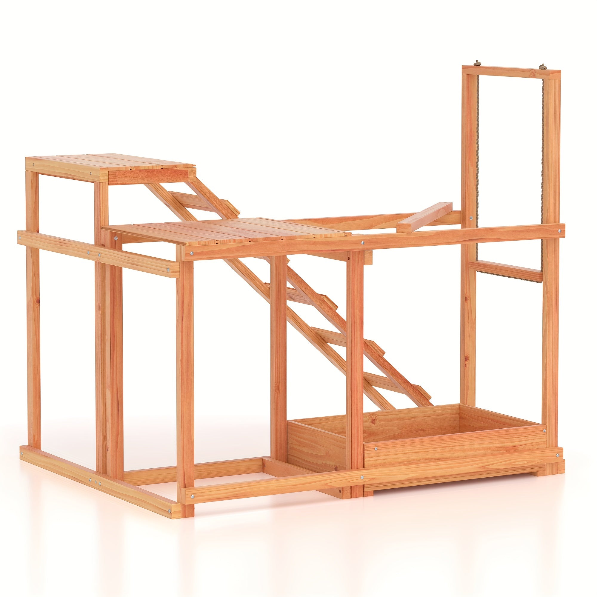 TEMU Chicken Activity Play Chicken Perches For Poultry Run With Wood Stand, Ladder, Platforms, Swing Stand, Food Storage Wood Chicken Toy For Coop,