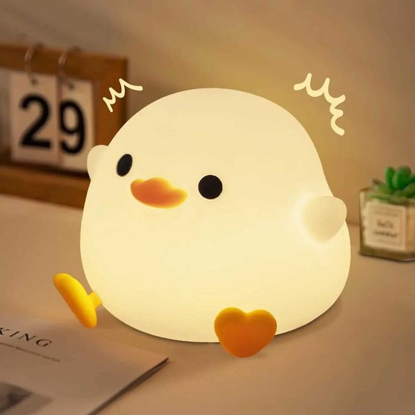 Squishy Duck Night Light USB Rechargeable Dimmable Cute LED Seagull Night Lamp for Baby Kids Nursery Bedroom Decor NightlightsT250116